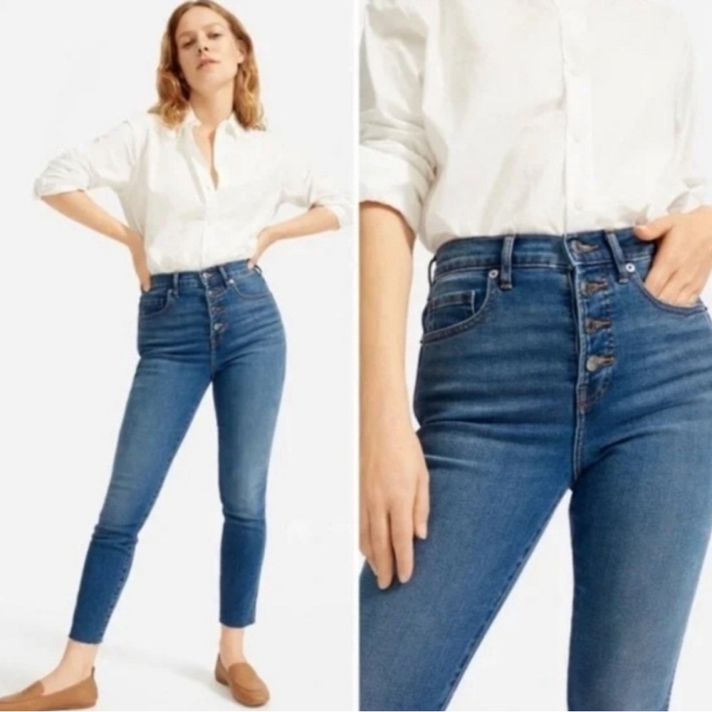 Everlane Jeans Womens 26 Ankle Medium Wash The Vintage Skinny Stretch Button Fly